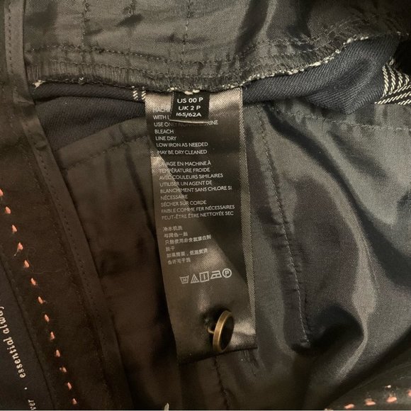 Anthropologie The Essential Slim Trousers Pants Plaid Black White Size 00 Petite - Picture 14 of 15